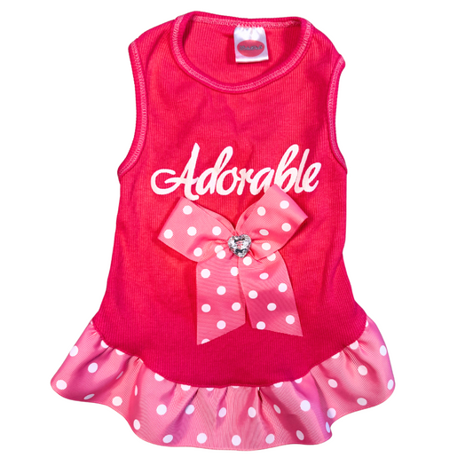 LuluPink Adorable Dog Dress - M