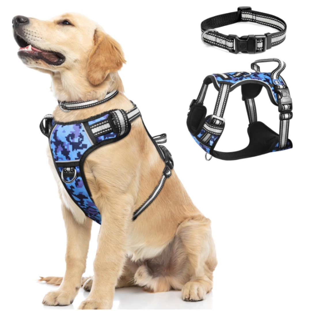 WINSEE Blue Dog Harnesses & Dog Collar