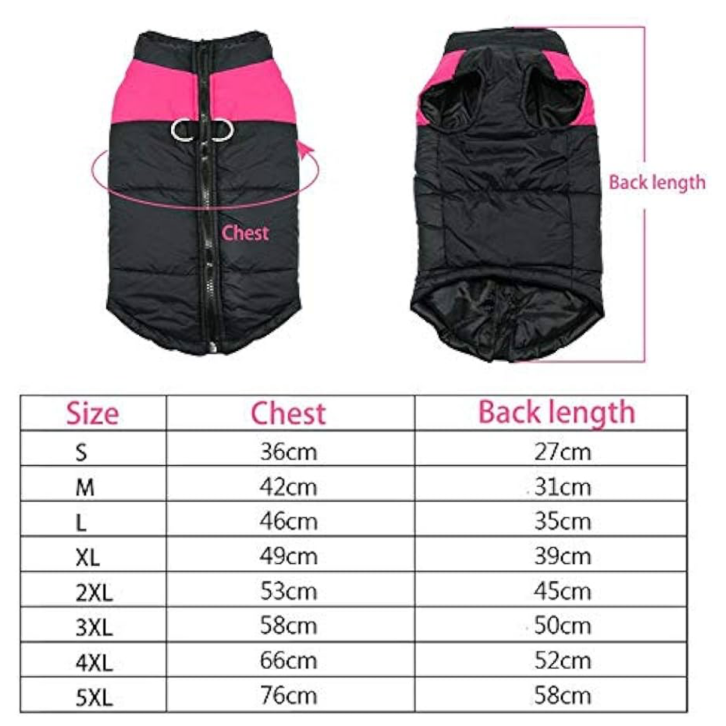 Dog Ski Vest with metal D-rings - M,2XL