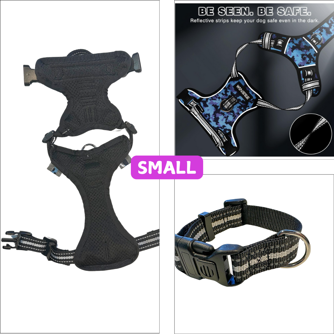 WINSEE Blue Dog Harnesses & Dog Collar