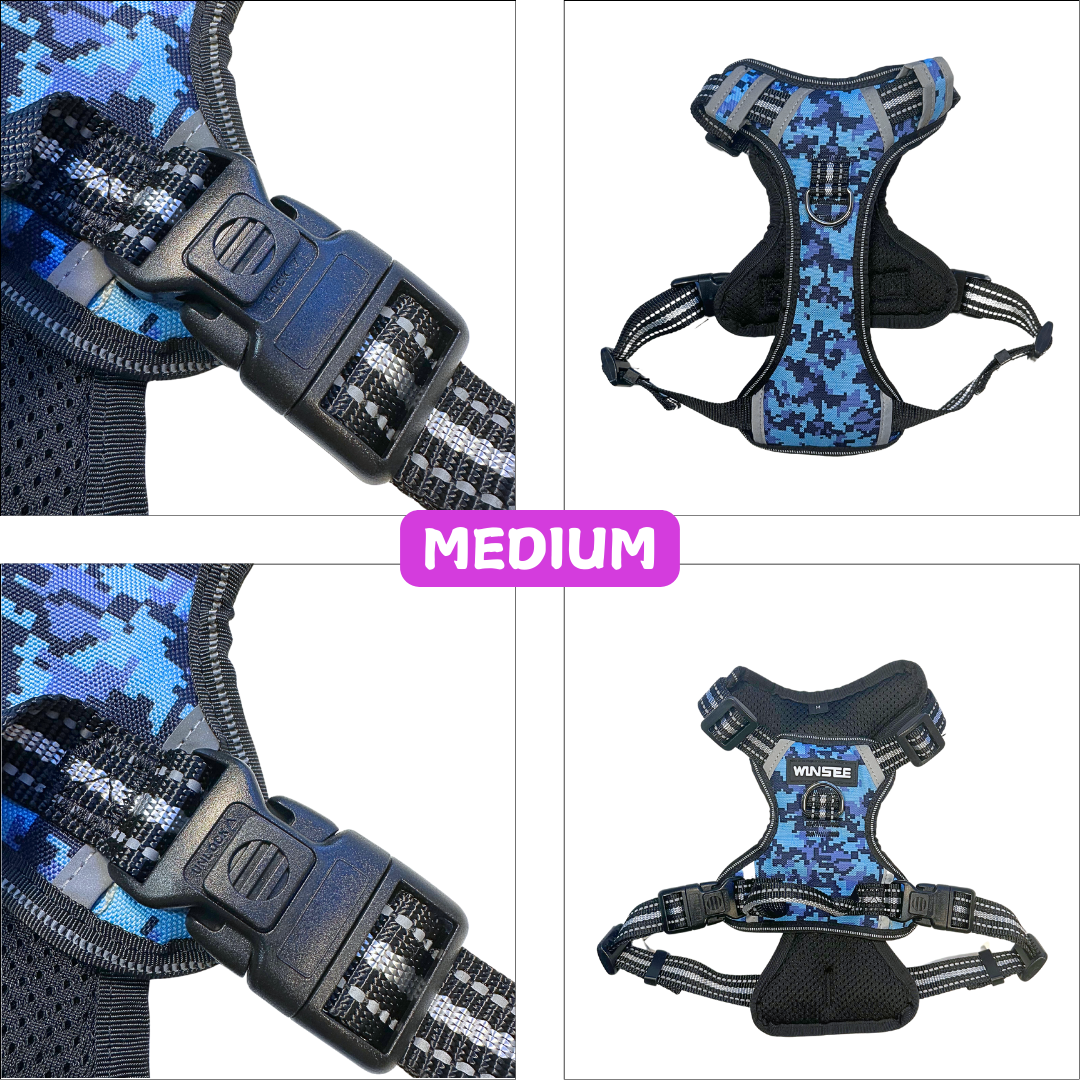 WINSEE Blue Dog Harnesses & Dog Collar