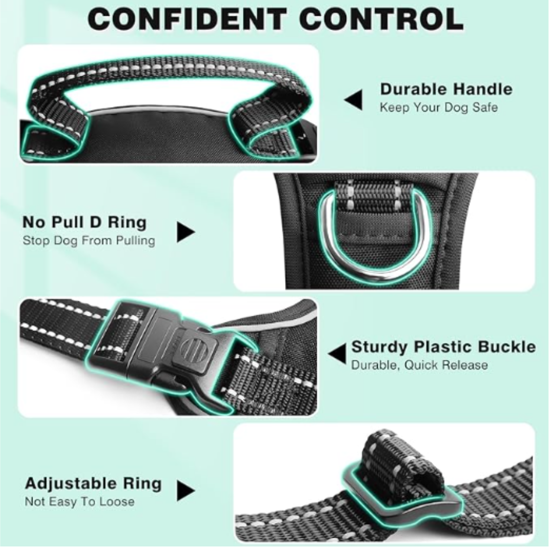 WINSEE Black Dog Harnesses & Dog Collar