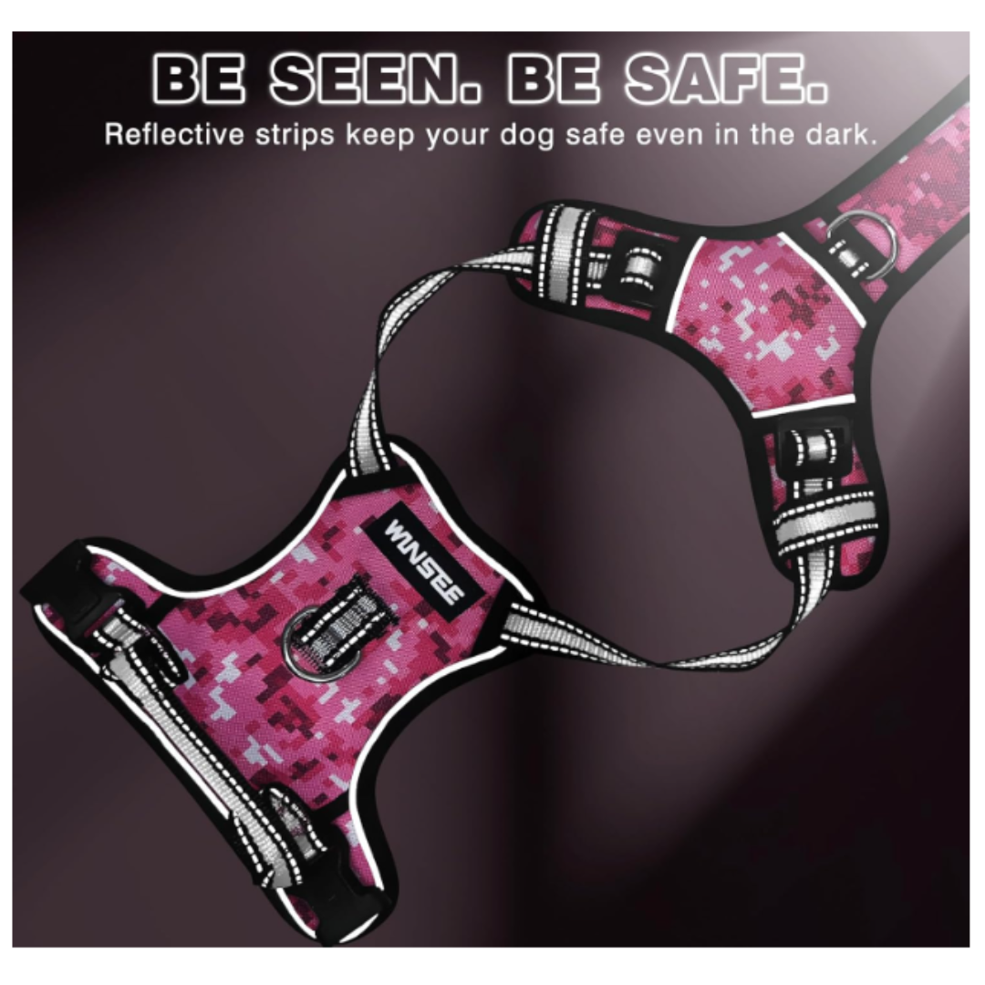 WINSEE Pink Dog Harnesses & Dog Collar