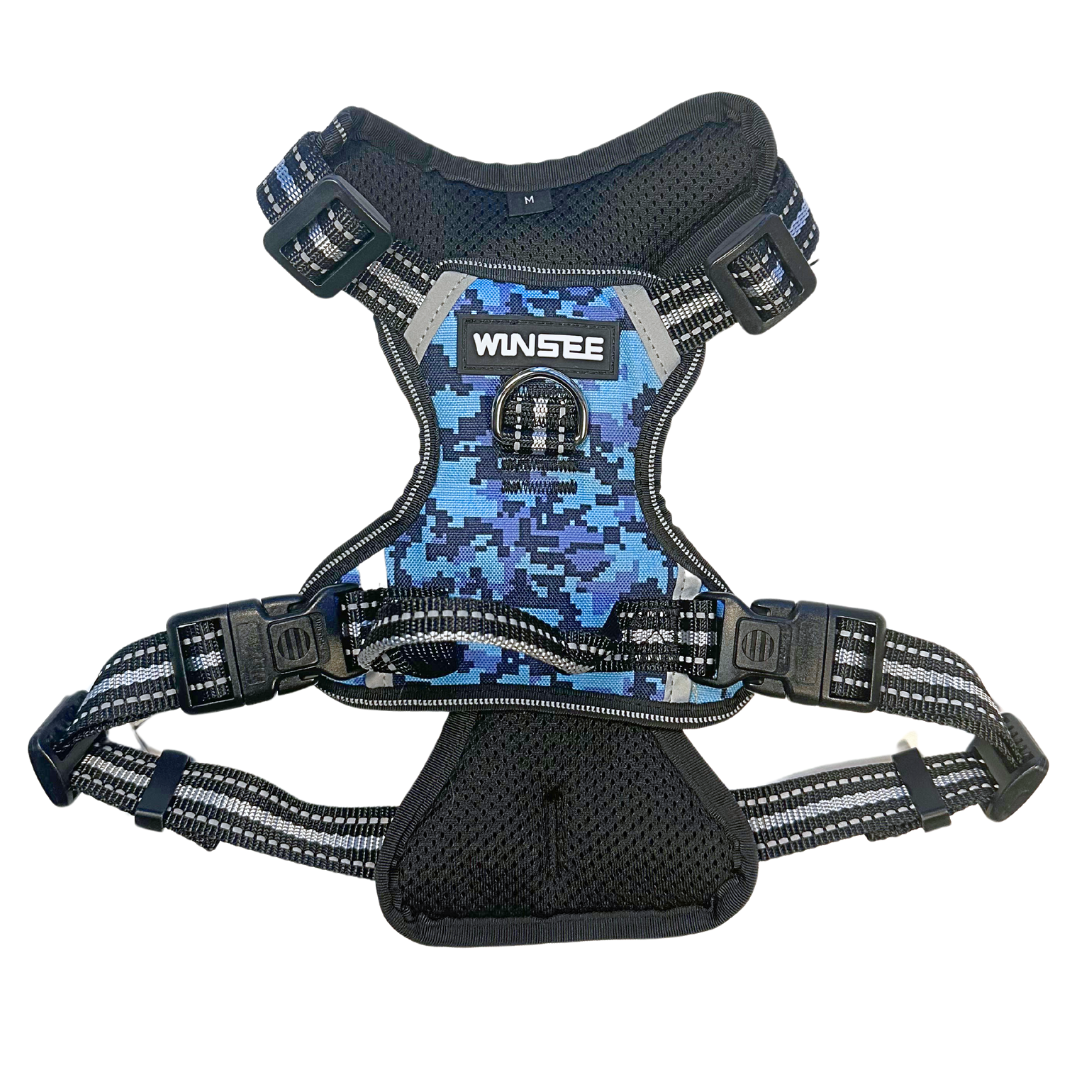 WINSEE Blue Dog Harnesses & Dog Collar