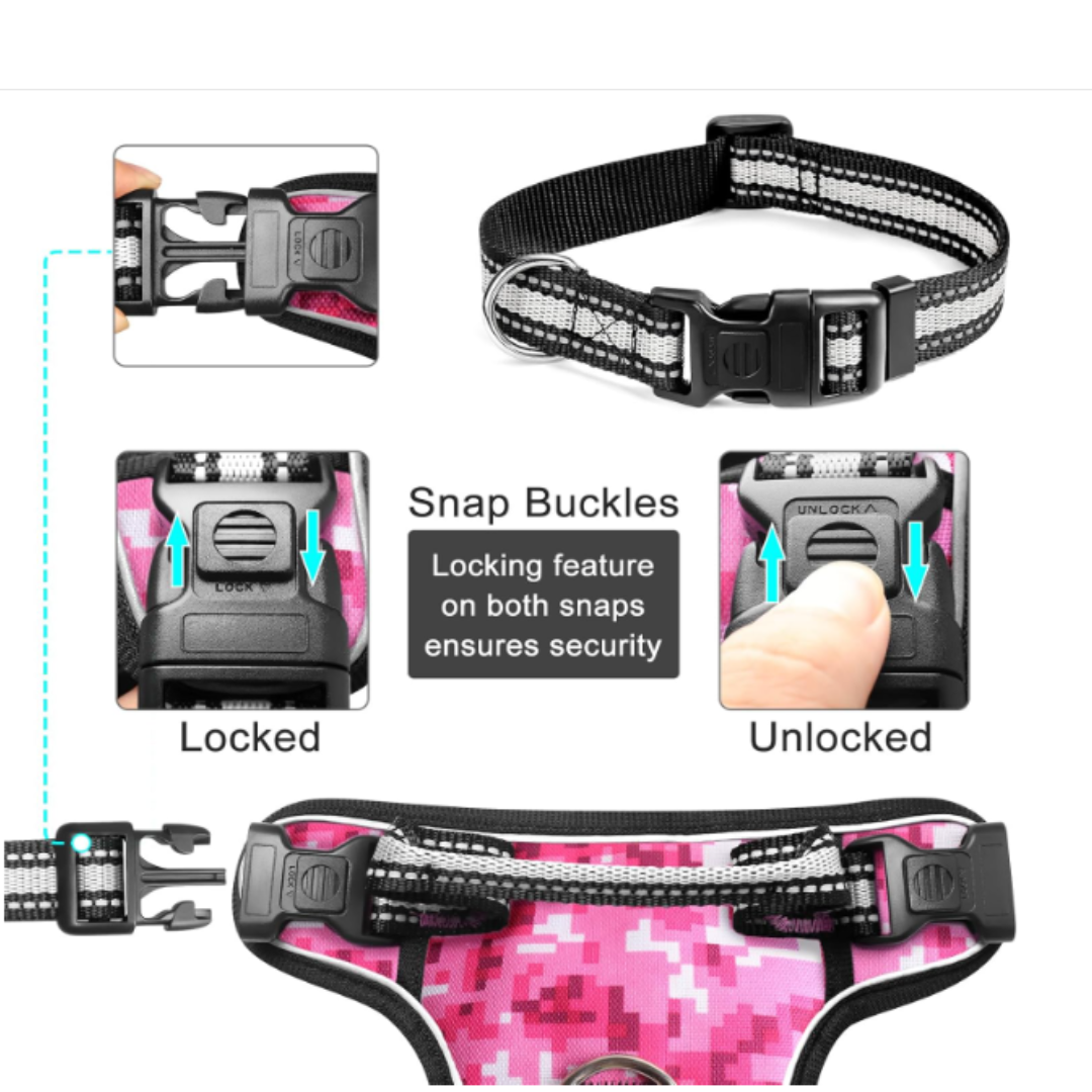 WINSEE Pink Dog Harnesses & Dog Collar