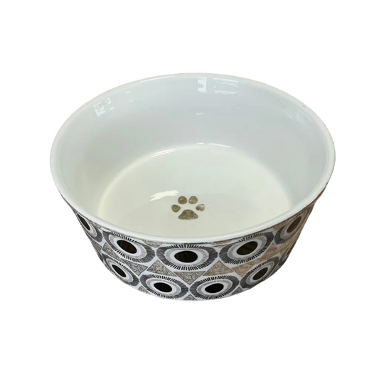 Fido’s Diner Ceramic Pet Bowl – Paw Print Detail