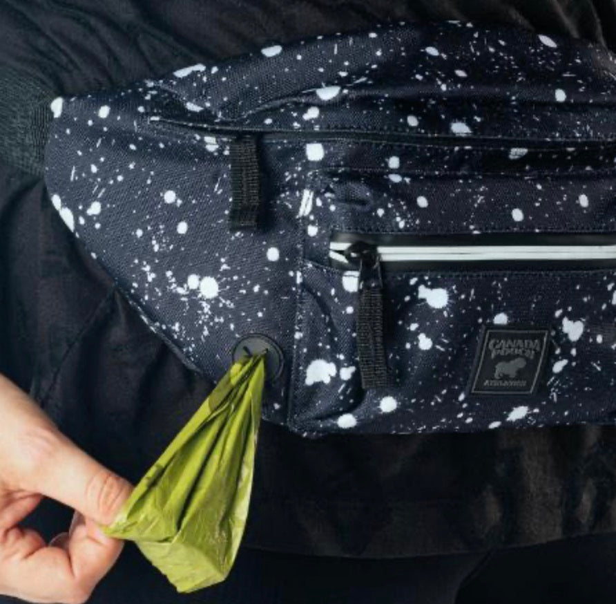 Canada Pooch The Everything Fanny Pack Black Splatter